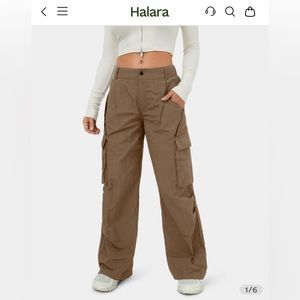 Halara Wide Leg Cargo Pants - XL Reddish Brown